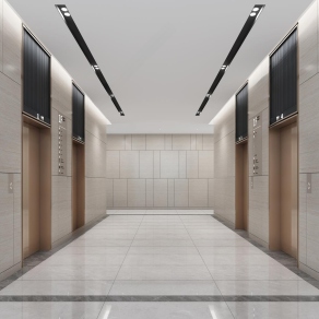 现代电梯厅3D模型下载